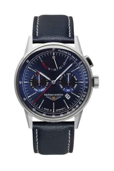 Bauhaus Aviation Herrenuhr Automatik mit Gangreserveanzeige und Lederarmband